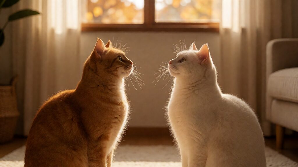 Content-Disposition: form-data; name="description"
Sepasang kucing saling mengenali — perkenalan kucing baru
